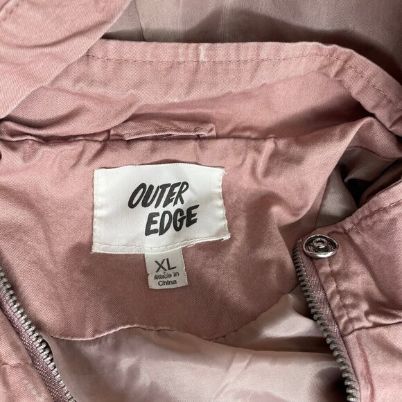 Outer Edge Women's Pink Utility Canvas Windbreaker Jacket w/Drawsting Hoodie XL - Picture 6 of 8